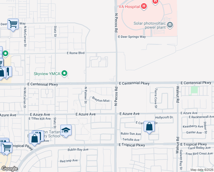 map of restaurants, bars, coffee shops, grocery stores, and more near 3404 Castlefields Drive in North Las Vegas