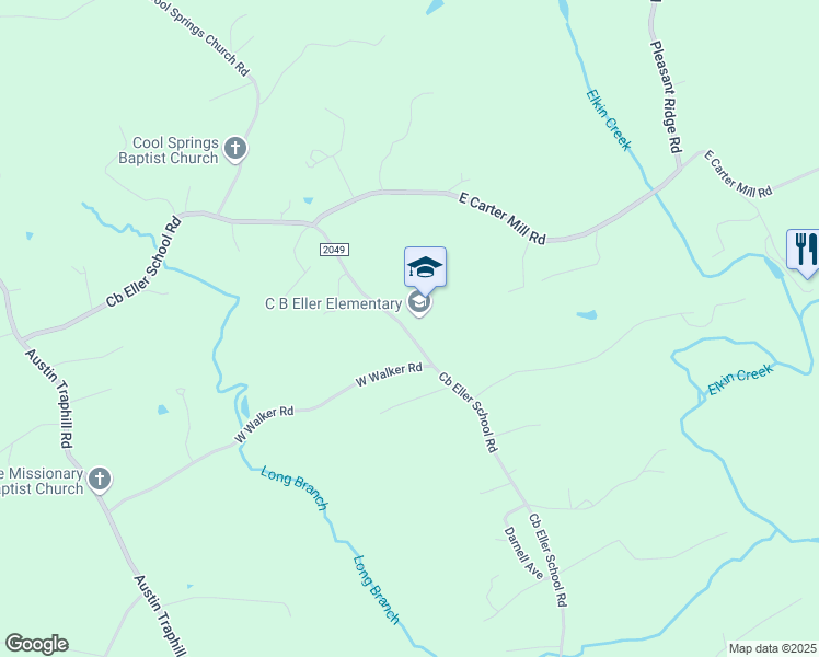 map of restaurants, bars, coffee shops, grocery stores, and more near 1288 Cb Eller School Road in Elkin