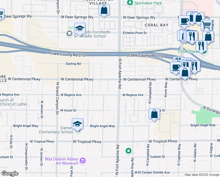 map of restaurants, bars, coffee shops, grocery stores, and more near 9280 West Regena Avenue in Las Vegas