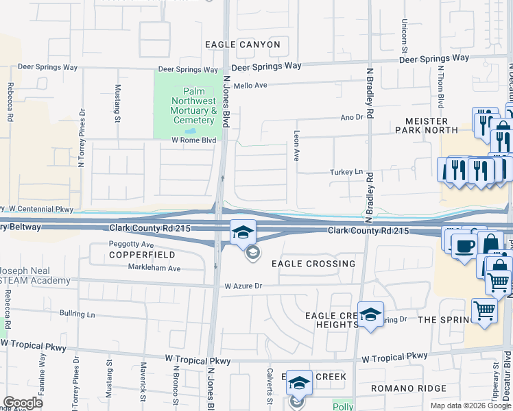 map of restaurants, bars, coffee shops, grocery stores, and more near 5903 Reeves Springs Avenue in Las Vegas
