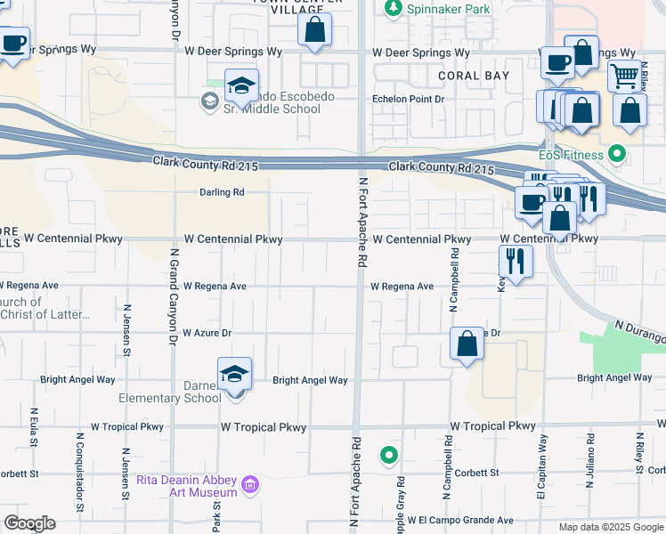 map of restaurants, bars, coffee shops, grocery stores, and more near 9280 West Regena Avenue in Las Vegas
