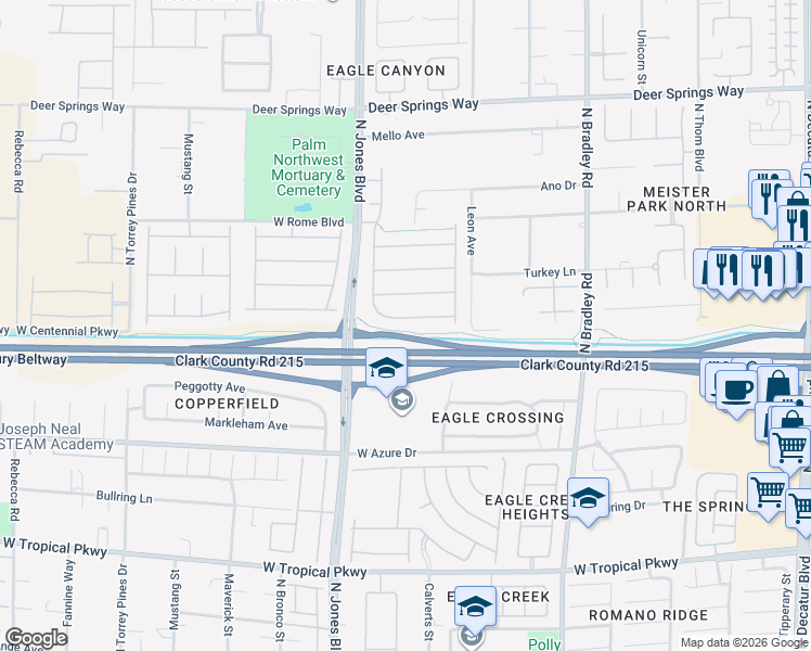 map of restaurants, bars, coffee shops, grocery stores, and more near 5903 Reeves Springs Avenue in Las Vegas