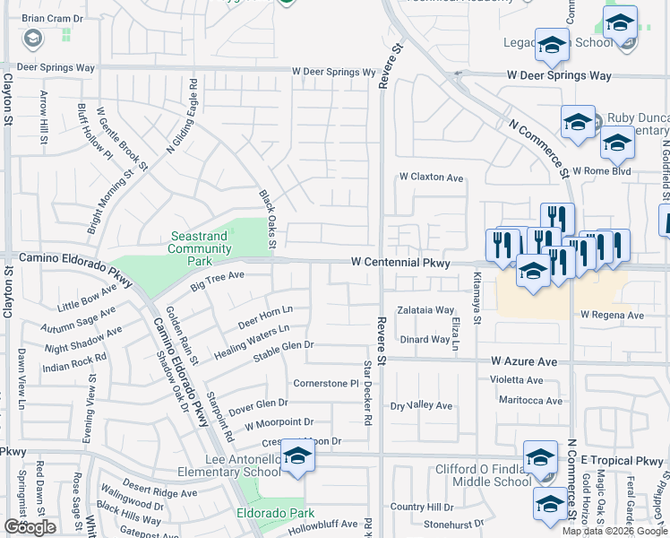 map of restaurants, bars, coffee shops, grocery stores, and more near 6332 Little Mountain Street in North Las Vegas