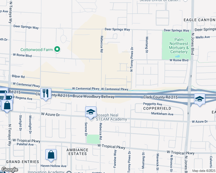 map of restaurants, bars, coffee shops, grocery stores, and more near 6567 American Eagle Avenue in Las Vegas