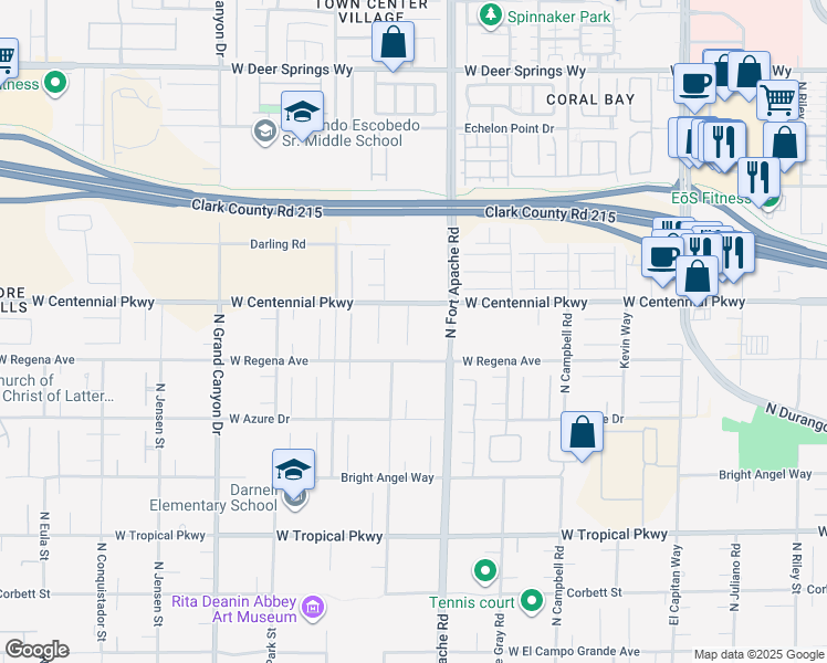 map of restaurants, bars, coffee shops, grocery stores, and more near 6350 Regina Ridge Street in Las Vegas