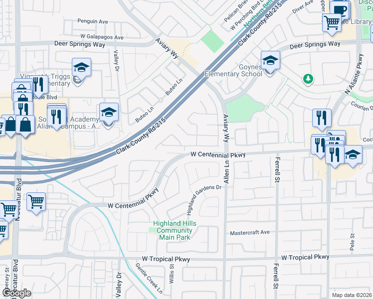 map of restaurants, bars, coffee shops, grocery stores, and more near 3926 Caribbean Blue Avenue in North Las Vegas