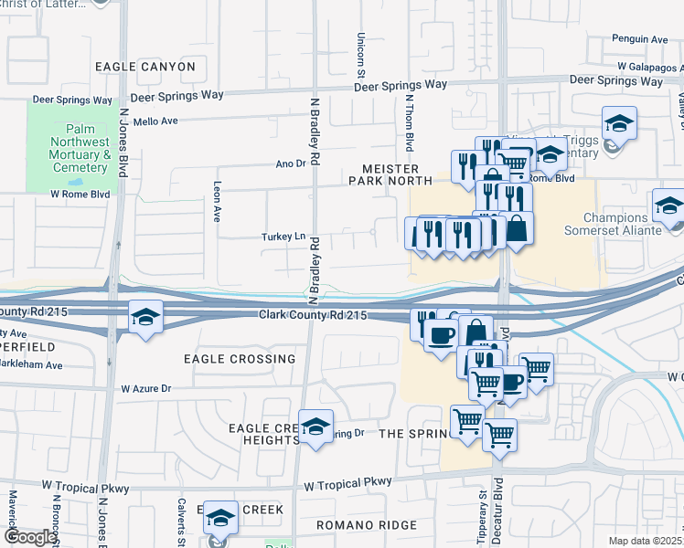 map of restaurants, bars, coffee shops, grocery stores, and more near 5321 Brayden Court in North Las Vegas