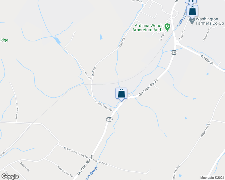 map of restaurants, bars, coffee shops, grocery stores, and more near 260 Old State Route 34 in Jonesborough