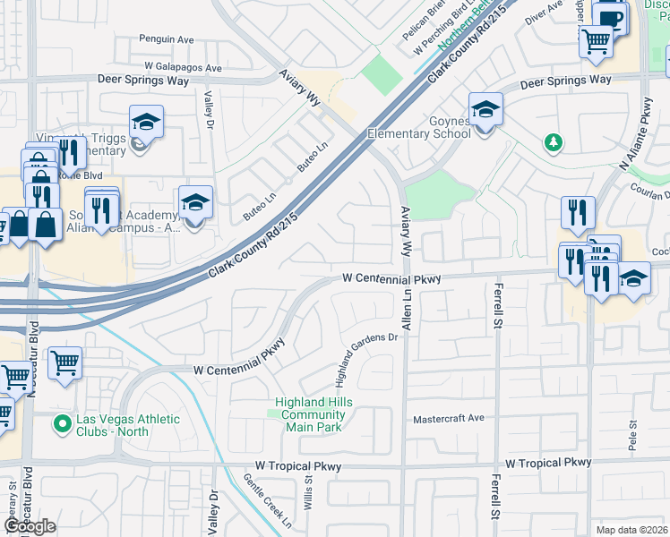 map of restaurants, bars, coffee shops, grocery stores, and more near 3926 Caribbean Blue Avenue in North Las Vegas