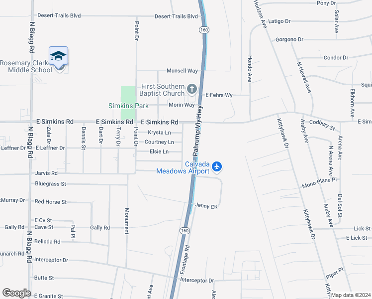 map of restaurants, bars, coffee shops, grocery stores, and more near 3871 North Mayfield Ranch Road in Pahrump
