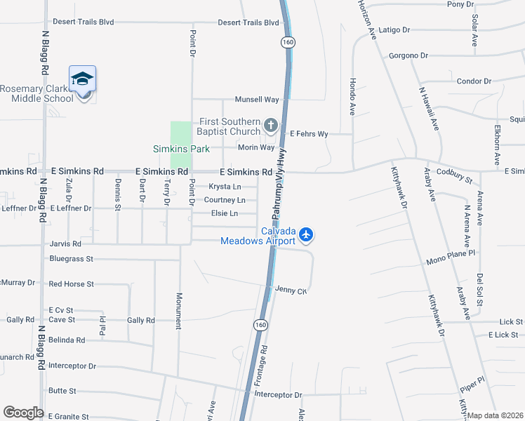 map of restaurants, bars, coffee shops, grocery stores, and more near 3871 North Mayfield Ranch Road in Pahrump