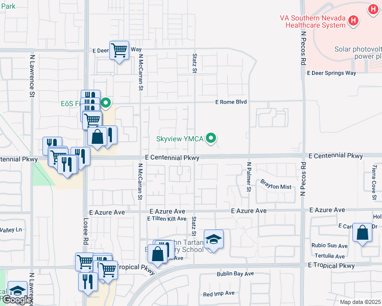 map of restaurants, bars, coffee shops, grocery stores, and more near 6404 Playa De Carmen Way in North Las Vegas