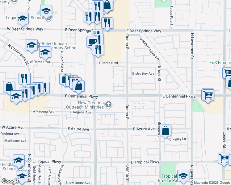 map of restaurants, bars, coffee shops, grocery stores, and more near 787 East Centennial Parkway in North Las Vegas