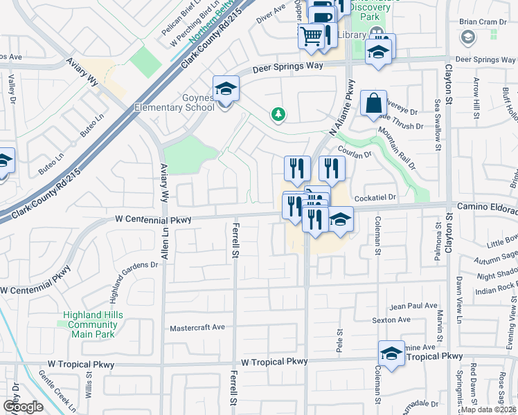 map of restaurants, bars, coffee shops, grocery stores, and more near 3117 Greenfriar Avenue in North Las Vegas