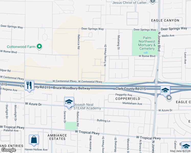 map of restaurants, bars, coffee shops, grocery stores, and more near 6466 American Eagle Avenue in Las Vegas