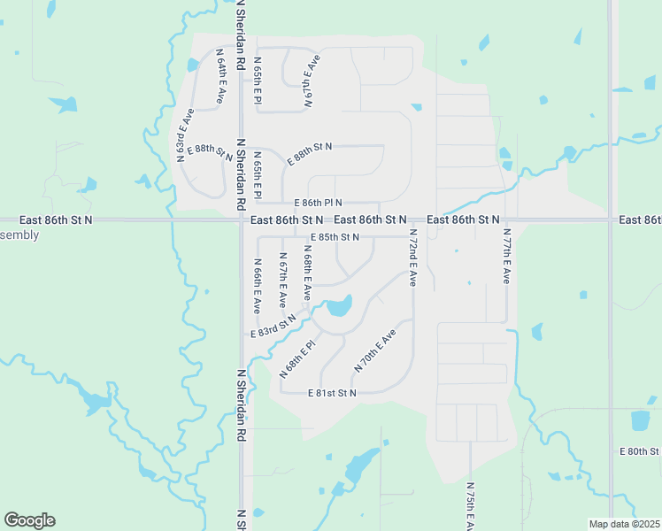 map of restaurants, bars, coffee shops, grocery stores, and more near 8480 North 69th East Avenue in Owasso