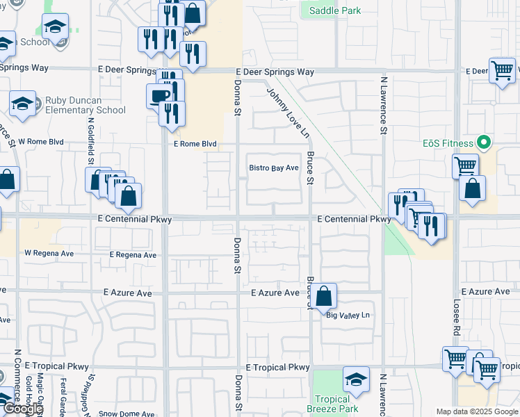 map of restaurants, bars, coffee shops, grocery stores, and more near 1009 East Malibu Sands Avenue in North Las Vegas