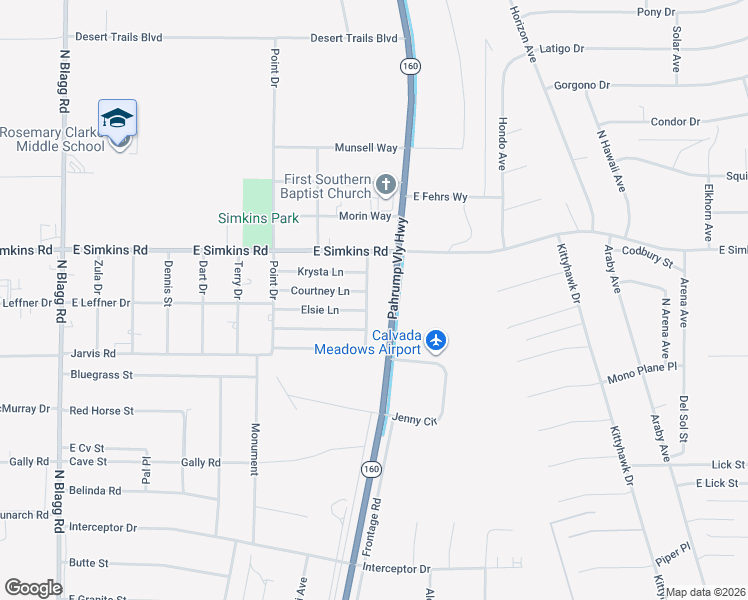map of restaurants, bars, coffee shops, grocery stores, and more near 3939 North Mayfield Ranch Road in Pahrump