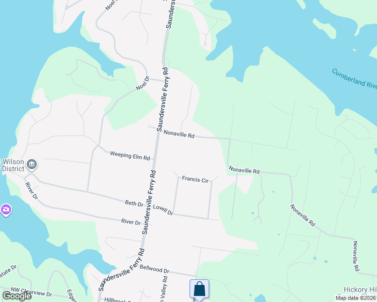 map of restaurants, bars, coffee shops, grocery stores, and more near 4299 Nonaville Road in Mt. Juliet