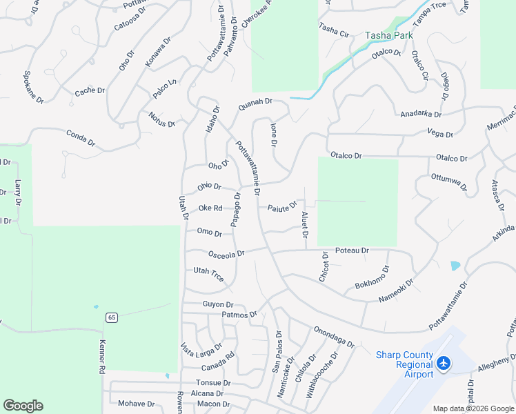 map of restaurants, bars, coffee shops, grocery stores, and more near 182 Pottawattamie Drive in Cherokee Village