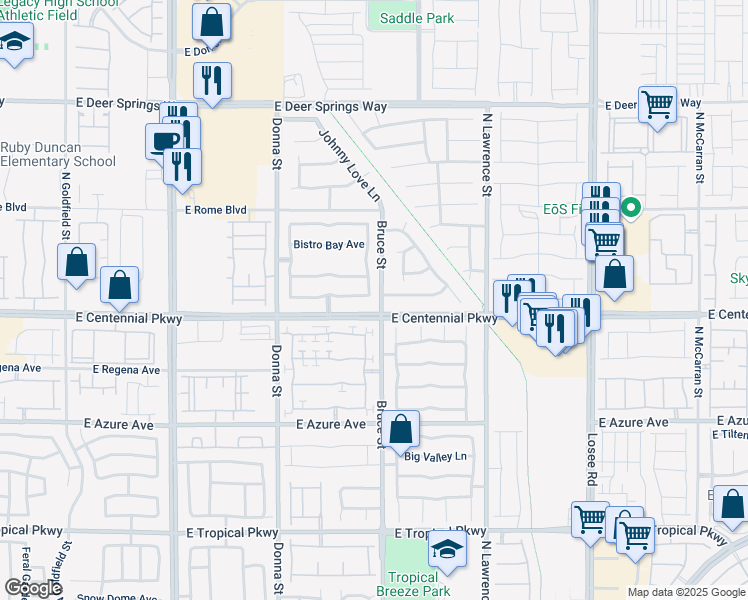 map of restaurants, bars, coffee shops, grocery stores, and more near 6420 North Starling Mesa Street in North Las Vegas