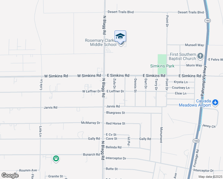 map of restaurants, bars, coffee shops, grocery stores, and more near 3880 Zula Drive in Pahrump
