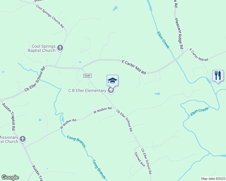 map of restaurants, bars, coffee shops, grocery stores, and more near 1288 Cb Eller School Road in Elkin