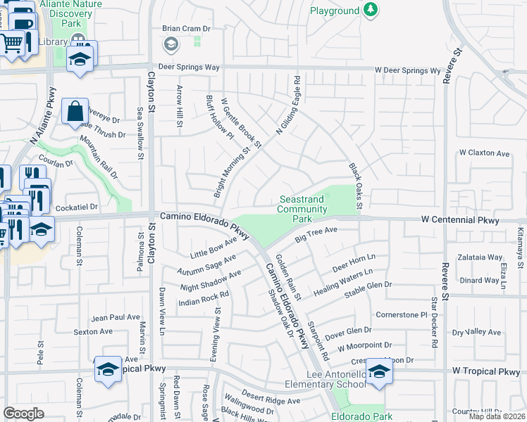 map of restaurants, bars, coffee shops, grocery stores, and more near 1611 Silent Sunset Avenue in North Las Vegas