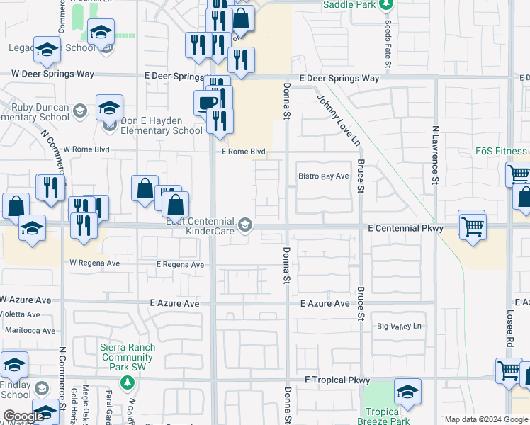 map of restaurants, bars, coffee shops, grocery stores, and more near 782 Clouded Valley Avenue in North Las Vegas