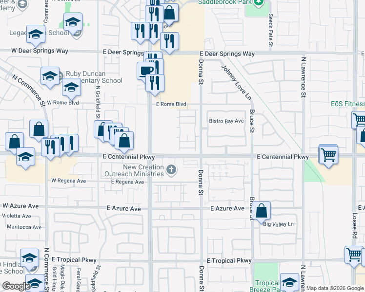 map of restaurants, bars, coffee shops, grocery stores, and more near 774 Clouded Valley Avenue in North Las Vegas