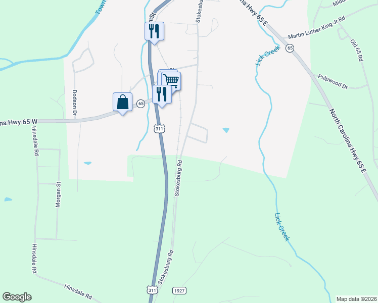 map of restaurants, bars, coffee shops, grocery stores, and more near 138 Circle Drive in Walnut Cove