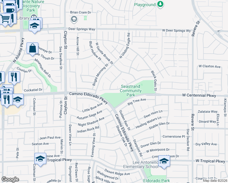 map of restaurants, bars, coffee shops, grocery stores, and more near 1611 Silent Sunset Avenue in North Las Vegas