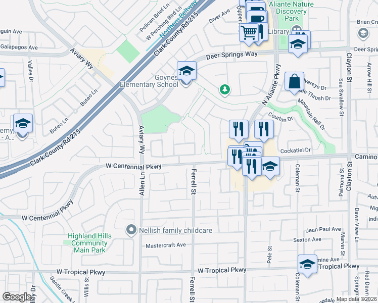 map of restaurants, bars, coffee shops, grocery stores, and more near 3313 Brambling Avenue in North Las Vegas