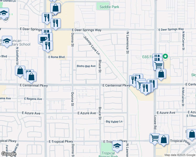 map of restaurants, bars, coffee shops, grocery stores, and more near 6412 North Starling Mesa Street in North Las Vegas