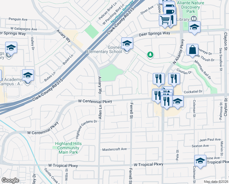 map of restaurants, bars, coffee shops, grocery stores, and more near 6426 North Boatbill Street in North Las Vegas