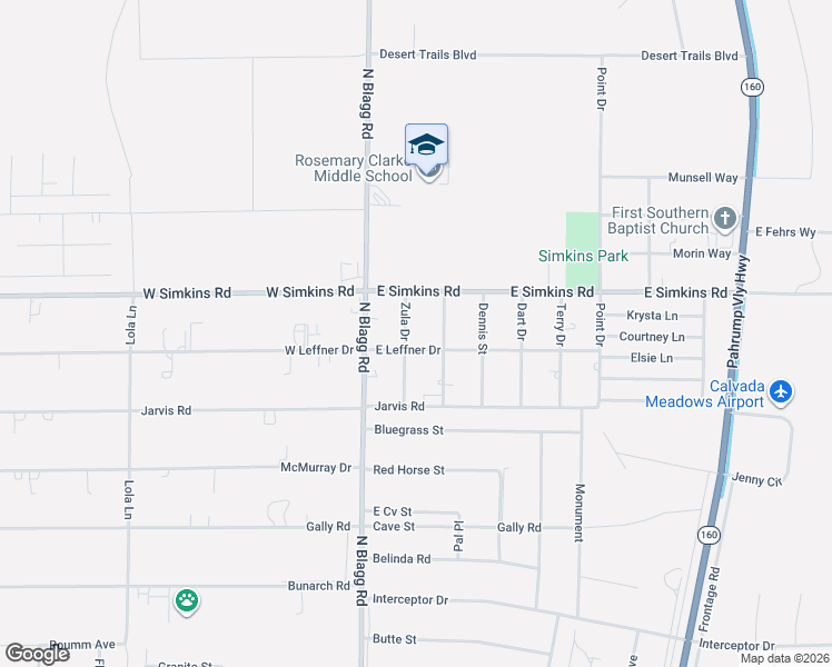 map of restaurants, bars, coffee shops, grocery stores, and more near 3920 Zula Drive in Pahrump