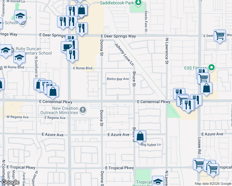 map of restaurants, bars, coffee shops, grocery stores, and more near 1024 East Malibu Sands Avenue in North Las Vegas