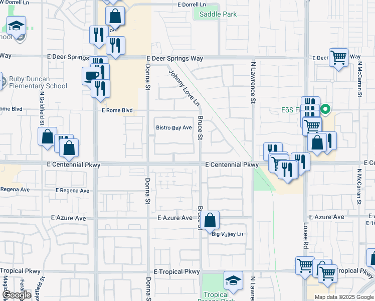 map of restaurants, bars, coffee shops, grocery stores, and more near 1204 East Malibu Sands Avenue in North Las Vegas