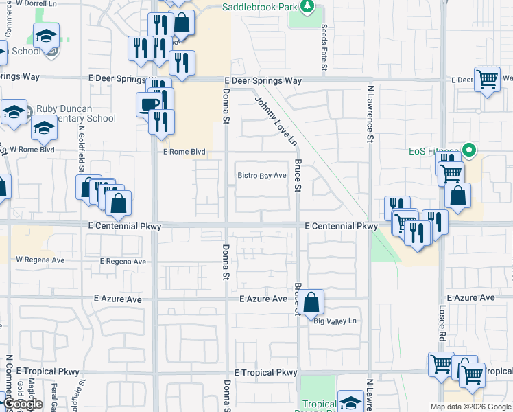 map of restaurants, bars, coffee shops, grocery stores, and more near 1109 East Oceanwood Avenue in North Las Vegas
