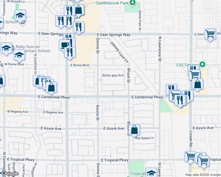 map of restaurants, bars, coffee shops, grocery stores, and more near 1109 East Oceanwood Avenue in North Las Vegas