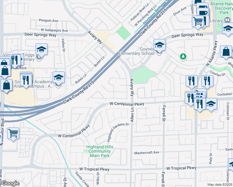 map of restaurants, bars, coffee shops, grocery stores, and more near 6430 North Rock Sparrow Street in North Las Vegas