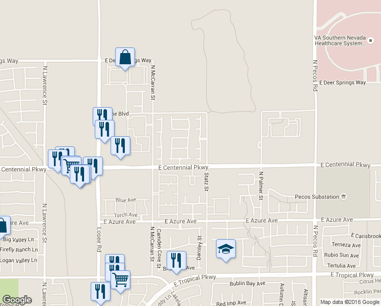 map of restaurants, bars, coffee shops, grocery stores, and more near 6428 Kenya Springs Street in North Las Vegas