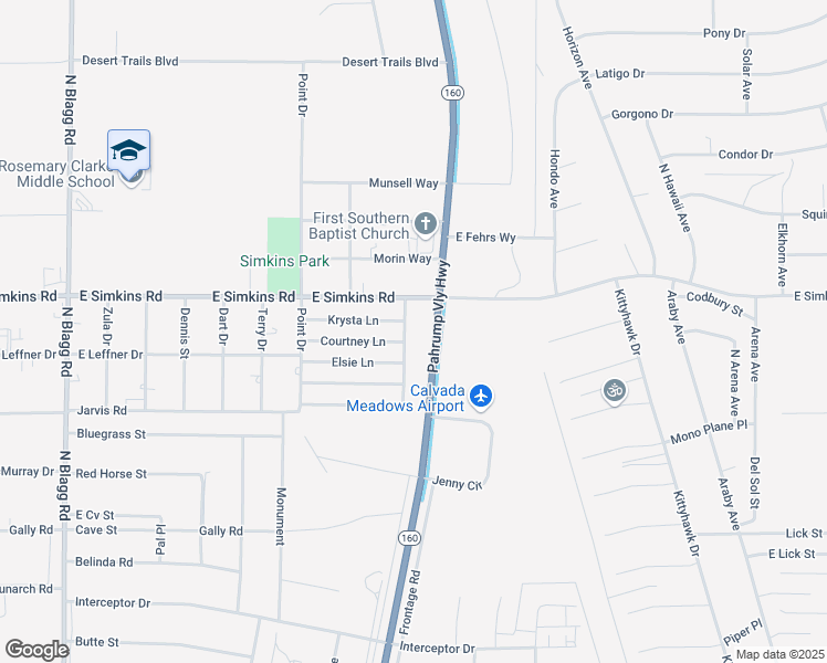 map of restaurants, bars, coffee shops, grocery stores, and more near 3925 North Mayfield Ranch Road in Pahrump