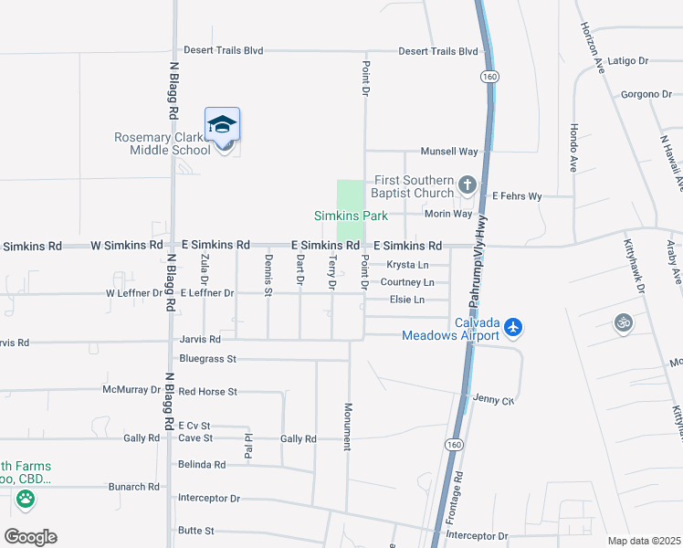 map of restaurants, bars, coffee shops, grocery stores, and more near 3921 Terry Drive in Pahrump