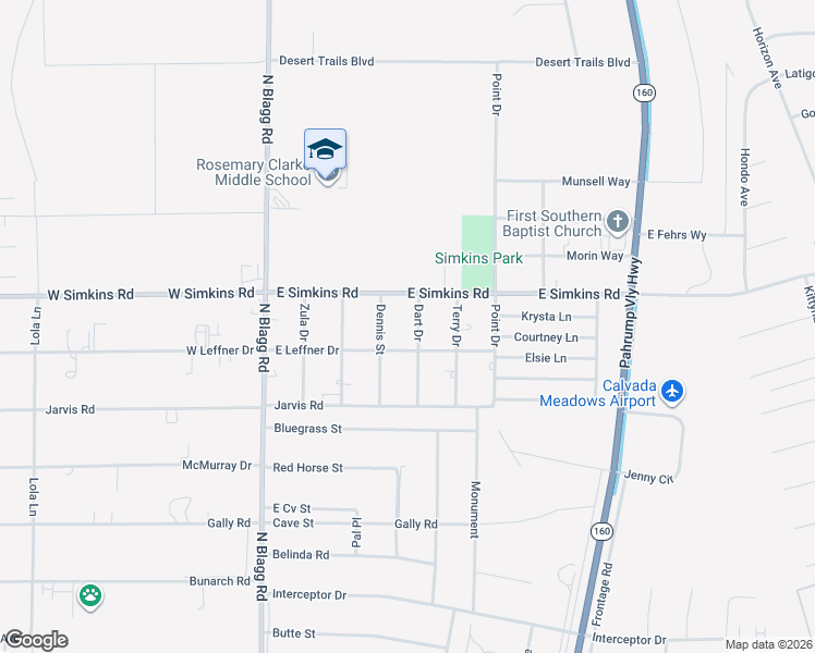 map of restaurants, bars, coffee shops, grocery stores, and more near 3920 Dart Drive in Pahrump
