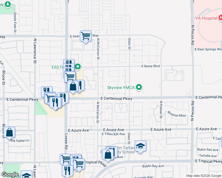 map of restaurants, bars, coffee shops, grocery stores, and more near 2837 Shayla Bay Avenue in North Las Vegas