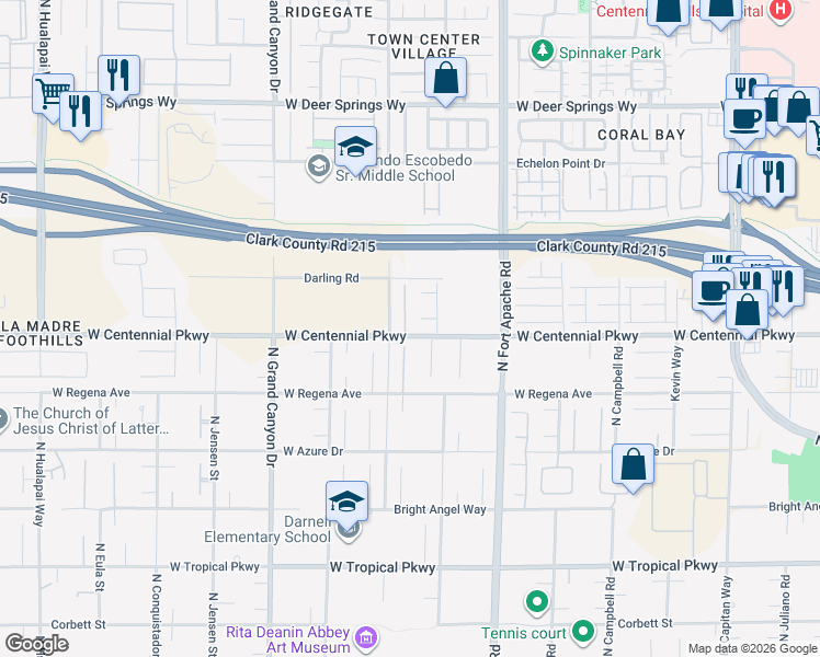 map of restaurants, bars, coffee shops, grocery stores, and more near 6408 Trautman Court in Las Vegas