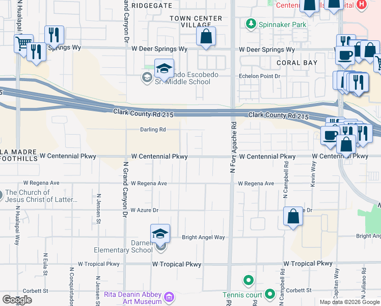 map of restaurants, bars, coffee shops, grocery stores, and more near 6408 Trautman Court in Las Vegas