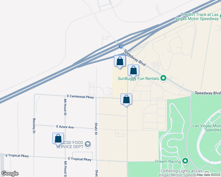 map of restaurants, bars, coffee shops, grocery stores, and more near 6565 Nascar Street in Las Vegas