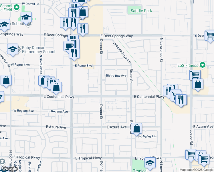 map of restaurants, bars, coffee shops, grocery stores, and more near 917 East Oceanwood Avenue in North Las Vegas